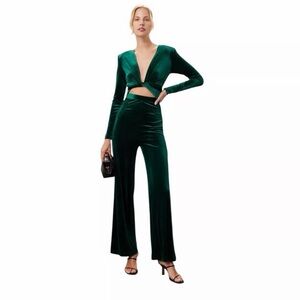 Bronx and Banco Deep Green Velvet Jumpsuit